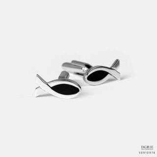 Black Fish Silver Cufflinks-กระดุมข้อมือปลาสีดำ