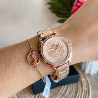 🥰💥นาฬิกาข้อมือพร้อมสร้อย🎊มาใหม่Coach Boyfriend Gift Set Womens rose gold bracelet watch paired with a rose gold Horse