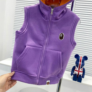 เสื้อเด็ก Bape Sleeveless Hoodie เป็นซิปหน้าพร้อมฮู้ด