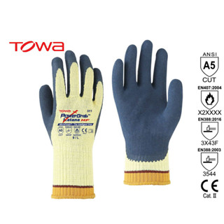 ถุงมือเคฟล่าเคลือบยางธรรมชาติ TOWA รุ่น PowerGrab® Katana MF 311