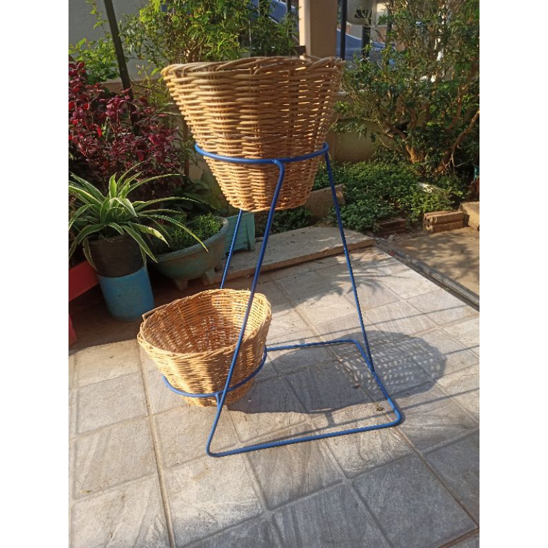 ชั้นวางตกแต่งต้นไม้2ชั้น(ทั้งชุดพร้อมตะกร้าหวาย) - รูปที่ 3