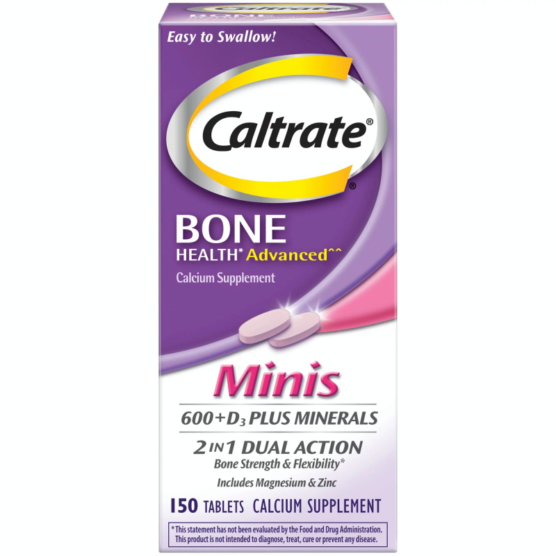 Caltrate Mini 600+D3 Plus Minerals Calcium 150 Tablets แร่ธาตุ แคลเซียม สุขภาพกระดูก สหรัฐอเมริกา