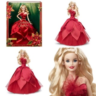 BARBIE บาร์บี้ Barbie Signature Holiday Barbie Doll รุ่น HBY03 สีแดง ชุดไม่แดง ไม่มีแรงเดิน💃