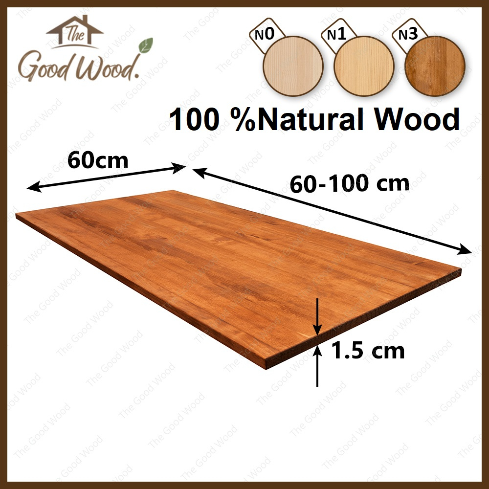(จัดส่ง1-2วัน) หน้าโต๊ะ แผ่นไม้สน หนา 15 mm. กว้าง 60 cm. x ยาว 60-100 cm.  AB ต่อลายเส้นตรง  งานตกแต่ง ไม้สนนอก