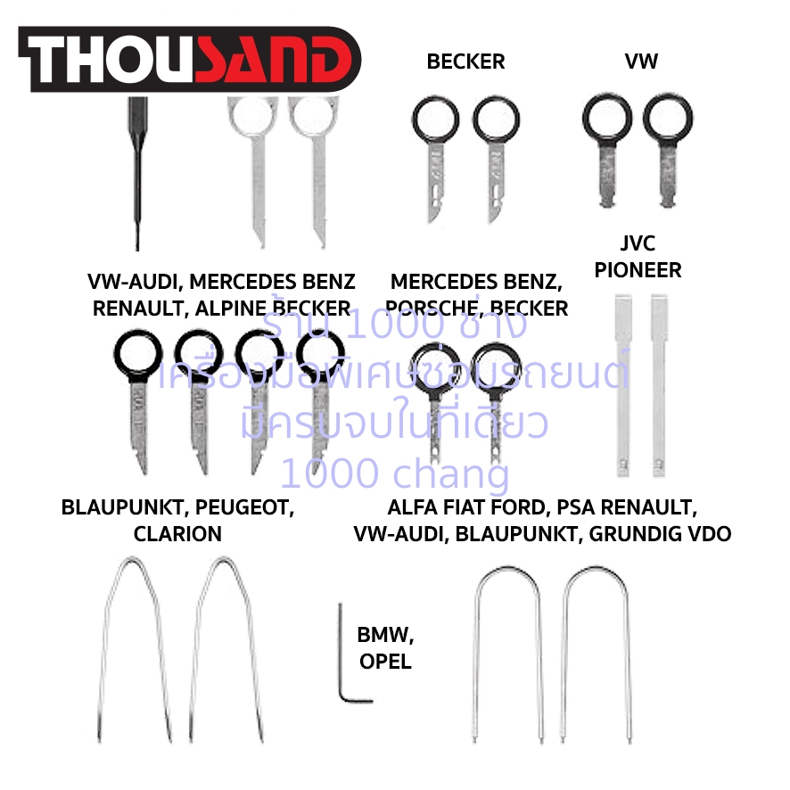 (มีใบกำกับภาษี) Thousand KS1411 ชุดถอดวิทยุรถยนต์ 20 ตัวชุด