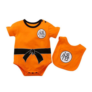 🇹🇭 พร้อมส่งที่ไทยจ้า 🇹🇭 Goku Baby Romper with bib ชุดบอดี้สูทโงกุนพร้อมผ้าเช็ดน้ำลายสุดเท่