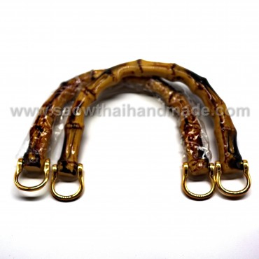 หูกระเป๋า หูพลาสติก ลายไม้ห่วงทอง A0247