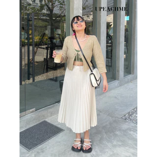 upeachme(A5678) Super Pleated Skirt [เอว24-40"] กระโปรงพลีทยาว กระโปรงอัดพลีทจีบแน่น กระโปรงพลีทผ้าหนาไม่โปร่งแสง
