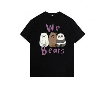 "We Bare Bears" อะนิเมะเสื้อยืดคู่สำหรับชายและหญิง ครึ่งแขน สไตล์เทรนด์ ด้วยการออกแบบเสื้อผ้าหมี