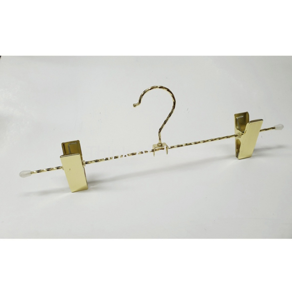 ไม้แขวนเสื้อ ไม้แขวนหนีบกางเกง ไม้แขวนเหล็กเกลียว ราคา10ชิ้น 30cm