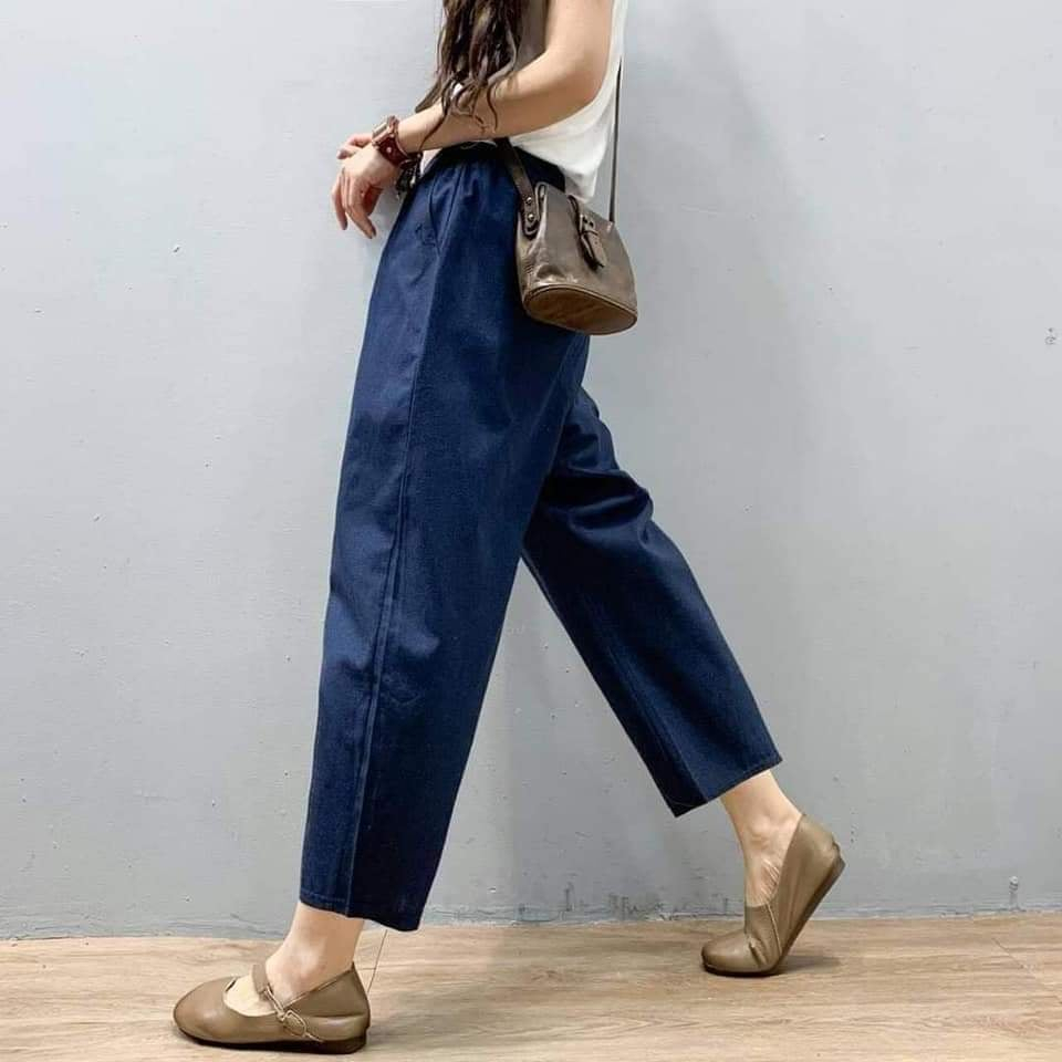 กางเกงผ้าฝ้ายผสมลินินทรงบอลลูนสีพื้นสะโพกใหญ่ เหมาะสำหรับสาวอวบ Freesize 13 สี ราคา ถูกที่สุด ดีลบีเคเค แกลเลอรีภาพที่ 9
