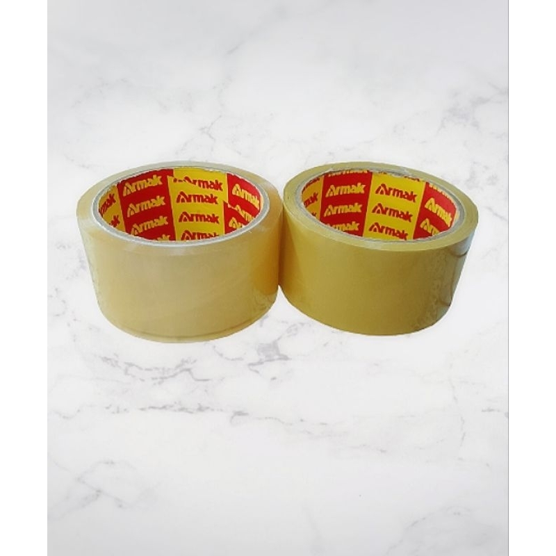 (1กล่อง) เทปปิดกล่อง เทปโอพีพี opp tape ขนาด 2" 45 หลา 1ม้วน Armak มีสีน้ำตาล และสีใส