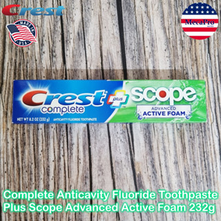 Crest® Complete + Scope Advanced Active Foam Anticavity Fluoride Toothpaste 232g เครสต์ ยาสีฟัน ป้องกันฟันผุ