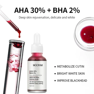 L272 มาส์กแดง หน้าใส AHA MOOYAM AHA 30% + BHA 2% เซรั่มไวท์เทนนิ่ง ผลิตภัณฑ์ดูแลผิวหน้า กําจัดสิว ควบคุมความมัน 30 มล.