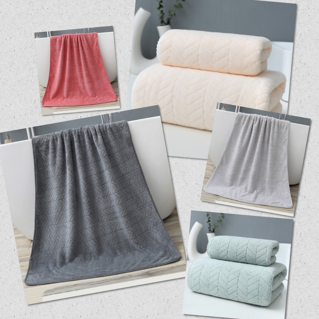 ผ้าเช็ดตัว ขนแกะเทียม ผ้าขนหนู ผืนใหญ่ 70x140 ซม. นุ่มฟู นาโน สีพื้น เกรด A พรีเมี่ยม