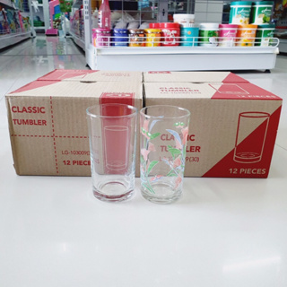 แก้วลายดอก Luckyglass ปาก 6 ซ.ม. สูง 12 ซ.ม.บรรจุ 12 ใบ