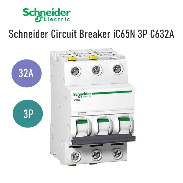 Schneider Circuit Breaker iC65N 3P C632A เซอร์กิตเบรกเกอร์ 3P รุ่น Acti iC60N 32A MCB ลูกเซอร์กิต เซ