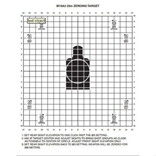 เป้าปรับศูนย์รบในสนามยิงปืน ระยะ 25 เมตร ปลย.เอ็ม16 เอ2 M16A2 แบบ1 (แพ็ค 50 แผ่น)