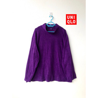 เสื้อ Uniqlo Fleece ผ้าฟรีช ไซส์ 4XL หายาก สีม่วง มือสอง สภาพใหม่