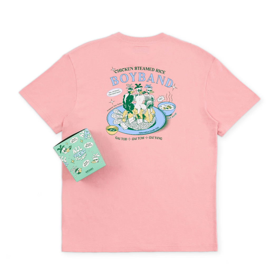 MAHANAKHON FOODIE CLUB CHICKEN STEAMED RICE T-SHIRT PINK