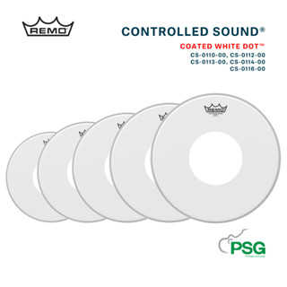 REMO USA. CONTROLLED SOUND® COATED WHITE DOT ™ DRUMHEAD - TOP WHITE DOT ขนาด 10”-16"