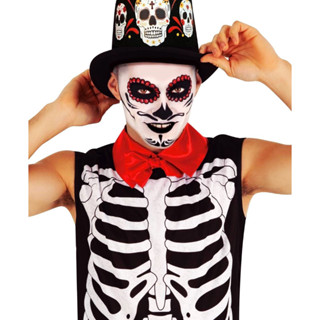 หมวกสีดำ เม็กซิกัน ลาย หัวกะโหลก ทรงสูง ฮาโลวีน แฟนซี ปาร์ตี้ Black Top Halloween Fancy Hat Sugar Skull Day of the Dead