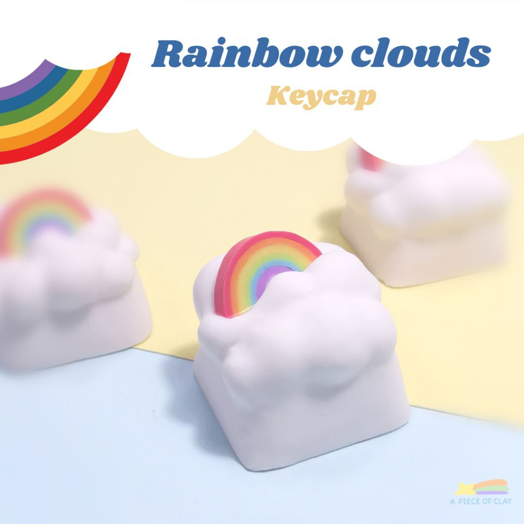 Rainbow clouds keycap handmade
