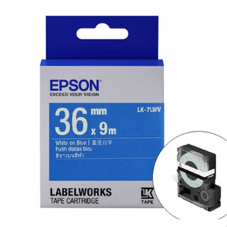 เทปพิมพ์ อักษร ฉลาก Epson LK-7LWV อักษรขาวบนพื้นน้ำเงิน 36 มม. (9m) Office Link