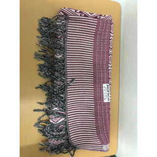 ผ้าคลุมไหล่ 100% Pashmina ขนาด 175x69 cm โทนสีชมพูขาว