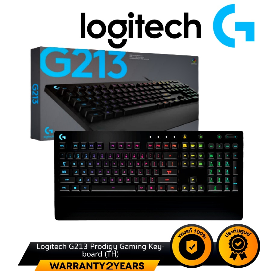 🔥ขายดีมาก🔥⚡️คีย์บอร์ดเกมมิ่ง⚡️LOGITECH G213 Prodigy RGB Gaming Keyboard สวิตช์ปุ่ม (Tactile)