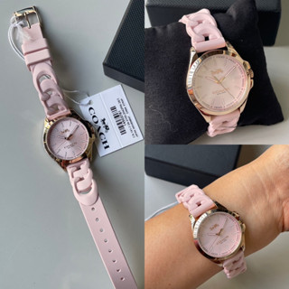 🎀 (สด-ผ่อน) นาฬิกาสายยางซิลิโคน Coach 14503781 สีชมพูเปีย Coach, Boyfriend, Womens Watch, Stainless Steel