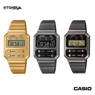 CASIO DIGITAL นาฬิกาข้อมือผู้หญิง รุ่น A100WEG,A100WEGG ของแท้ มีใบรับประกัน