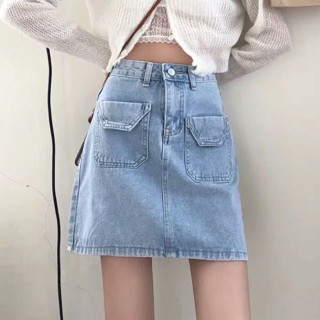 🥇พร้อมส่ง🥇 S-5XL กระโปรงยีนส์ กระโปรงยีนส์ทรงA
