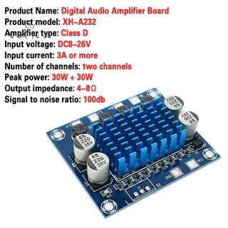 โมดูลขยายเสียง TPA3110 XH-A232 30W+30W 2.0 Channel Stereo Audio Digital Sound Power Amplifier