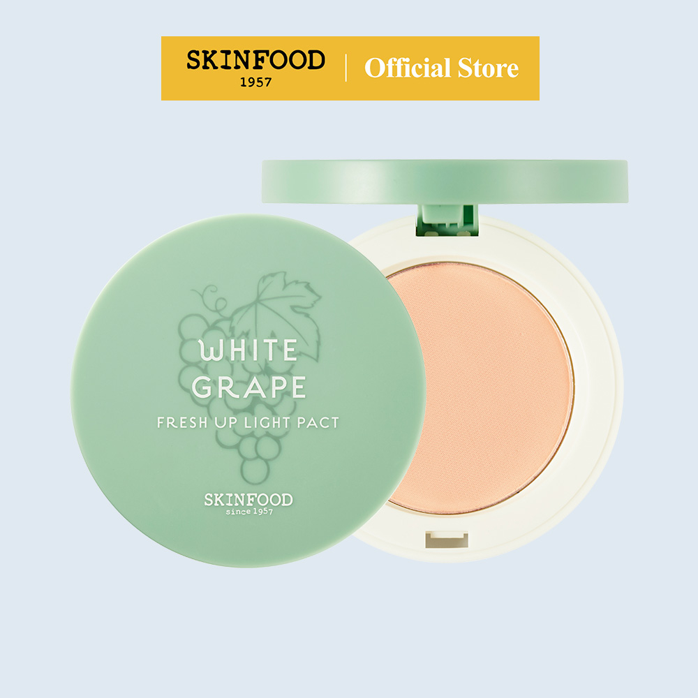 [SKINFOOD Official] แป้งองุ่นขาวไม่ผสมรองพื้น 12g 3 สี Light Beige, Natural Beige, Sand Beige Color White Grape Fresh Up Light Pact