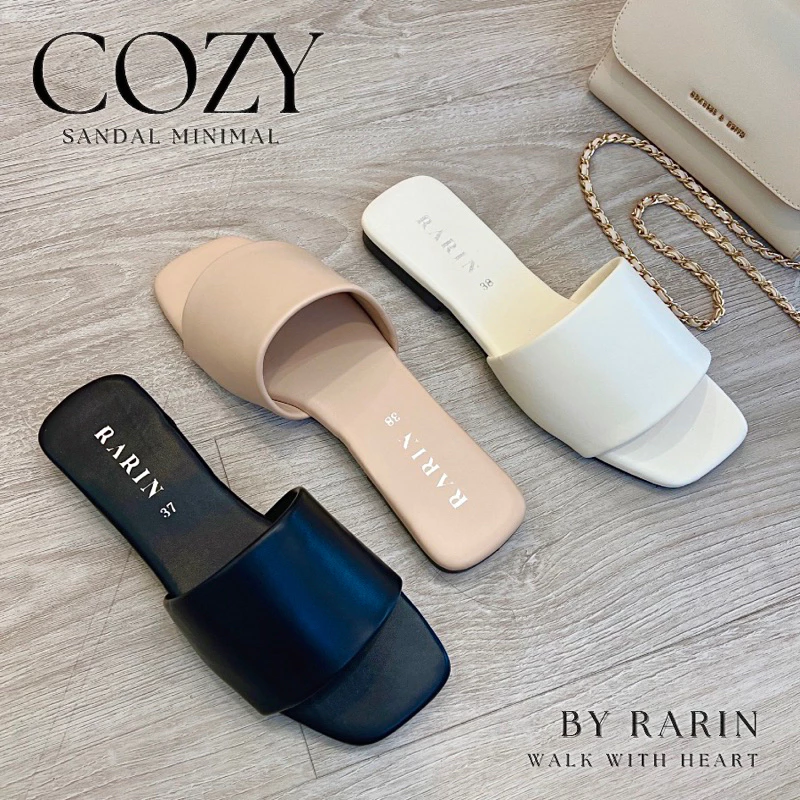 Rarin รุ่น [ Cozy ] รองเท้าแตะโคซี่ มินิมอล หนังนิ่มใส่สบาย **เท้าอวบ/เท้ากว้าง บวกเพิ่ม**
