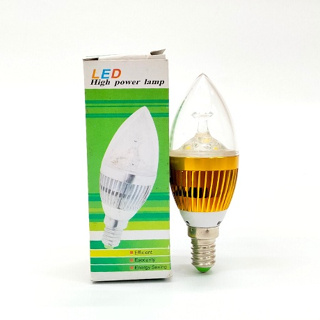 LED Candle Lamp 3W ขั้ว E14  แสง Warmwhite แสงวอร์มไวท์ ไฟประดับตกแต่ง ไฟแต่งห้อง