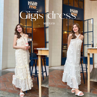 Mute - Gigis maxi dress ชุดไปทะเลมีซับในทั้งตัว เดรสผ้าเเก้วขอบลูกไม้คุณหนุ เดรสสวยๆ