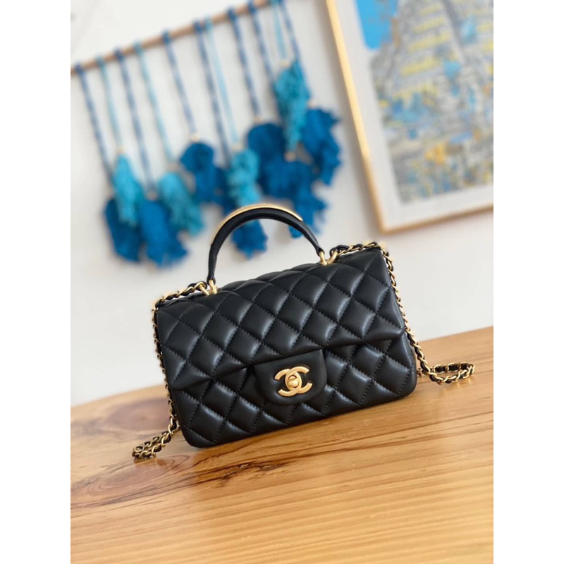Chanel mini flap bag with top handle(Ori) 📌size 20x12x6 cm. 📌สินค้าจริงตามรูป งานสวยงาม หนังแท้