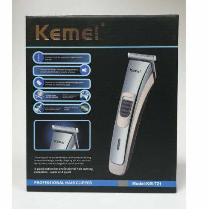 ลอตใหม่ [ลูกค้าใหม่1บาท] แท้ Kemei KM721 ปัตตาเลี่ยนไร้สาย โกนหนวด ตัดผม รุ่น KM-721 พิเศษใบตัดไทเทเนียม คมพิเศษ!! ใช