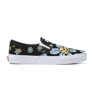 [ของแท้ ส่งฟรี จากไทย] VANS CLASSIC SLIP-ON - TRIPPY GRIN FLORAL BLACK/YELLOW