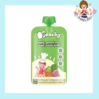 Peachy แอปเปิ้ลผสมน้ำผักโขมและมันเทศบด (เด็ก 6 เดือนขึ้นไป) 100g.