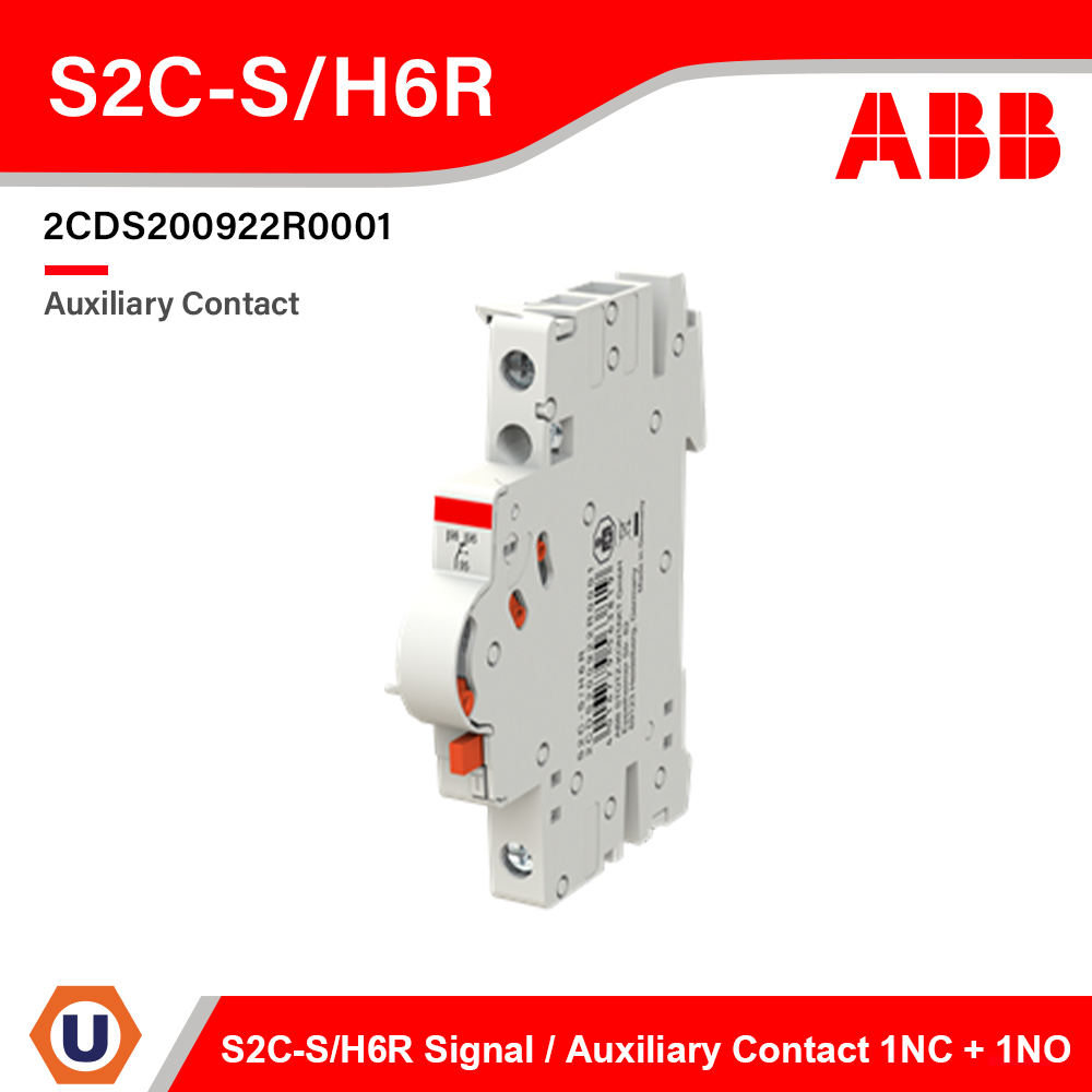 ABB S2C-S/H6R Signal / Auxiliary Contact 1NC + 1NO, 2 Contact, Side Mount, 1.5 A DC, 6 A AC I 2CDS20
