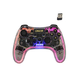 Oker จอยเกมส์คอมพิวเตอร์ไร้สาย พร้อมไฟ RGB  รองรับPSIII รุ่น W-309