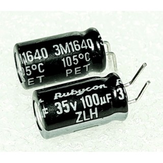 Rubycon ZLH 100uf 35v (ตัดขา) (ราคา5ตัว) capacitor ตัวเก็บประจุ คาปาซิเตอร์