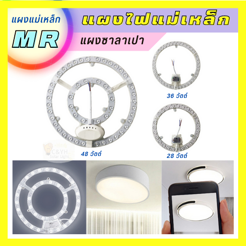 แผงไฟ LED 48W หลอดไฟเพดาน หลอดไฟ led แผงไฟแม่เหล็ก แผงกลม แสงไฟสีขาว สีเหลือง หลอดลูกปัด LED