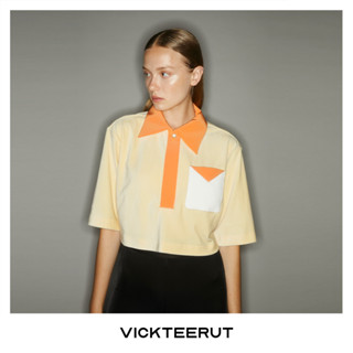 VICKTEERUT Short Sleeve Cropped Collar Top เสื้อคอปกตัวสั้น แขนสั้น