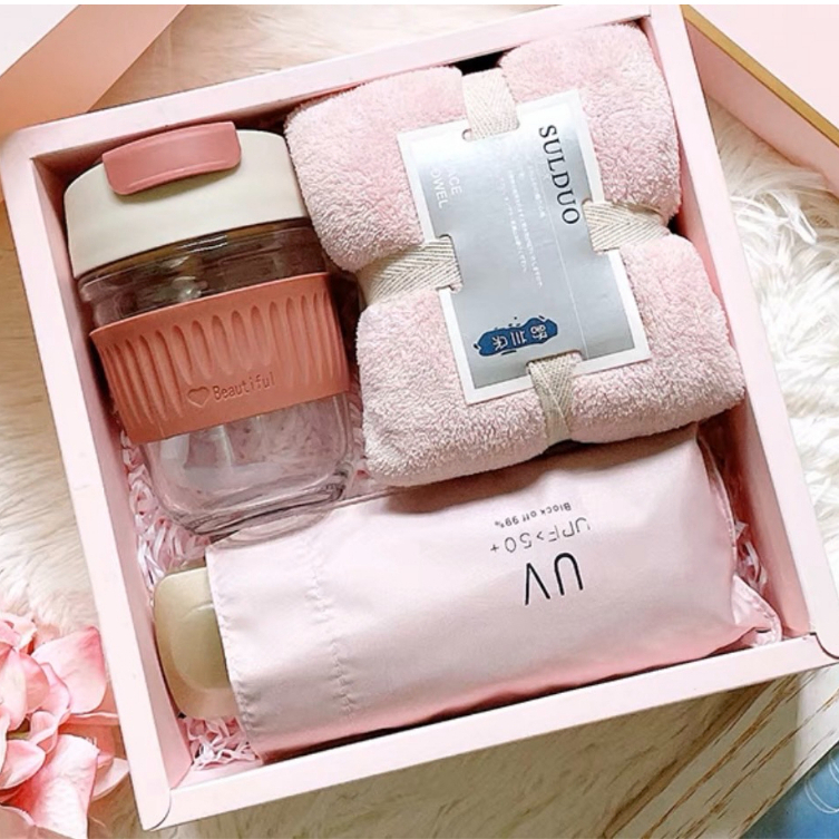 (L5) Gift set ของขวัญ สินค้าแฟชั่น จัดเซตแจกลูกค้า แก้ว ร่ม ผ้า คุณภาพดี ของขวัญน่ารัก พร้อมกล่องและถุง