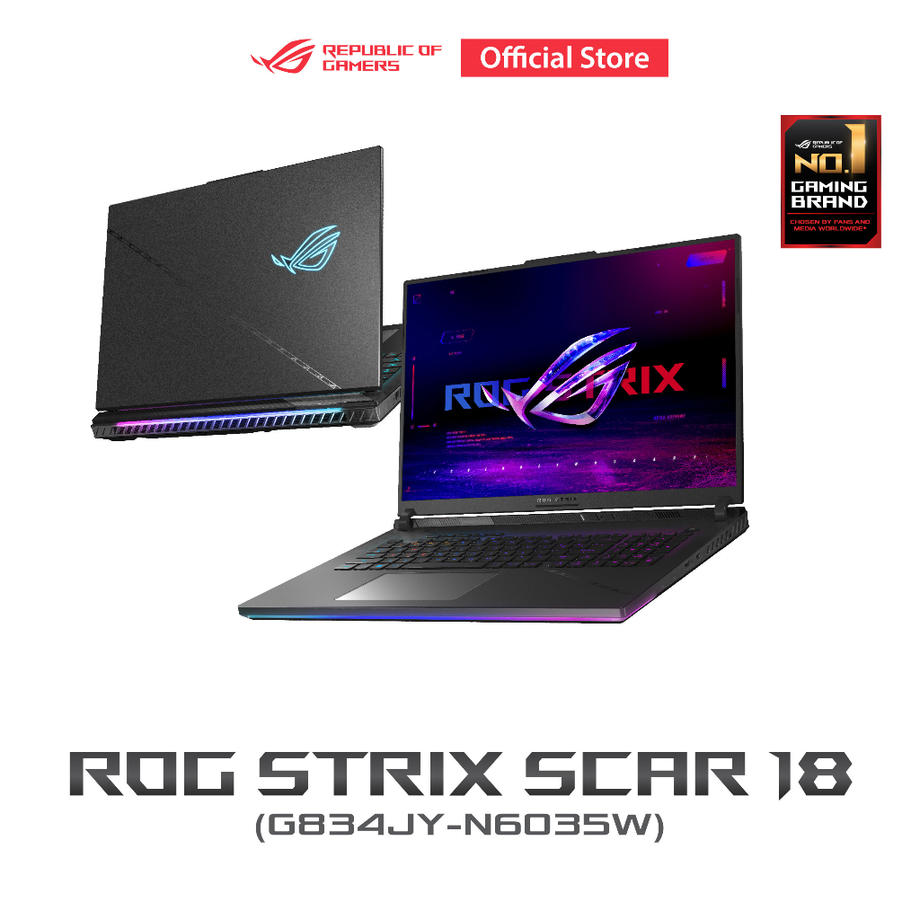 ASUS ROG Strix SCAR 18 (G834JY-N6035W) Gaming Laptop, 18” 240Hz QHD+, GeForce RTX 4090, Intel® Core™ i9-13980HX, 16GB DDR6, 512GB/1TB/2TB PCIe SSD, Backlit Chiclet Keyboard Per-Key RGB