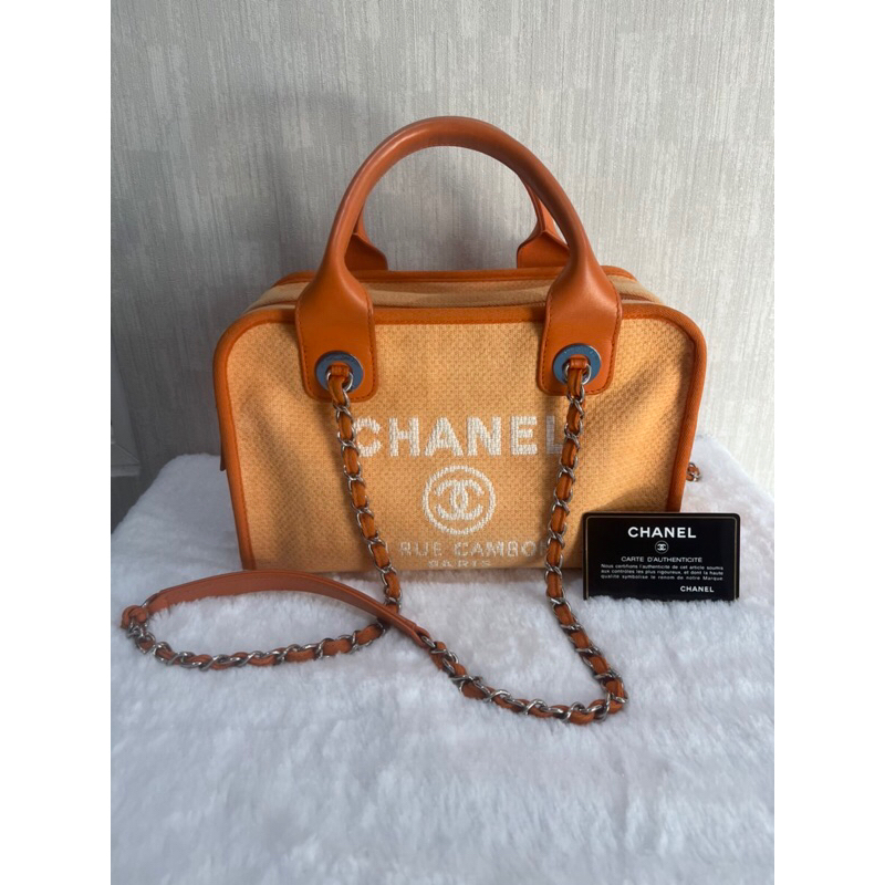 Chanel Deauville Small Bowling Bag Orange Holo20